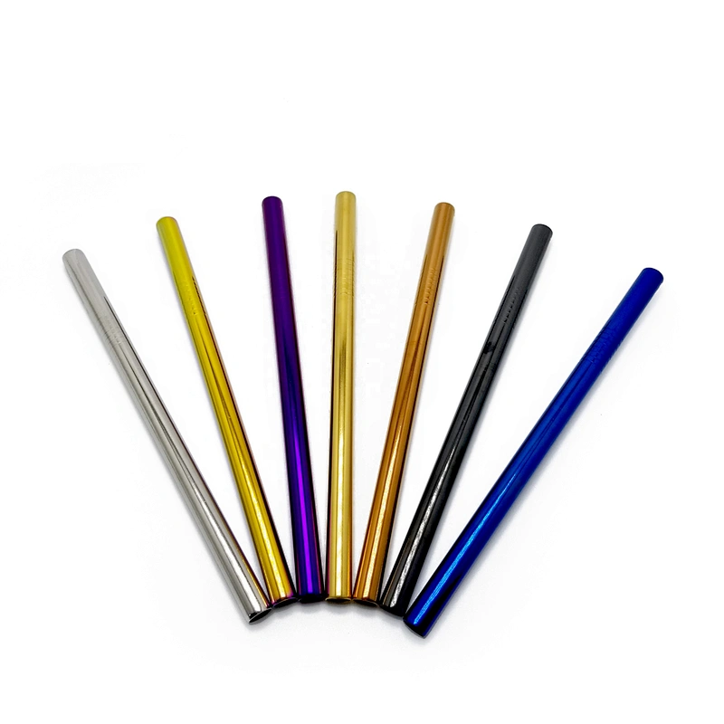 Environmental high quality reusable stainless steel 6*265mm metal drinking straw