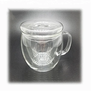 550 ML  high borosilicate heat resistant glass tea cup mug with glass infuser and lid