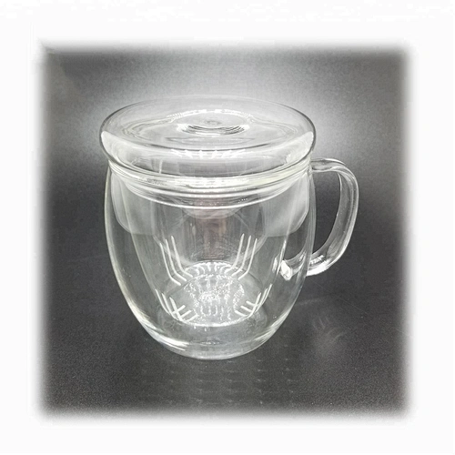 550 ML  high borosilicate heat resistant glass tea cup mug with glass infuser and lid