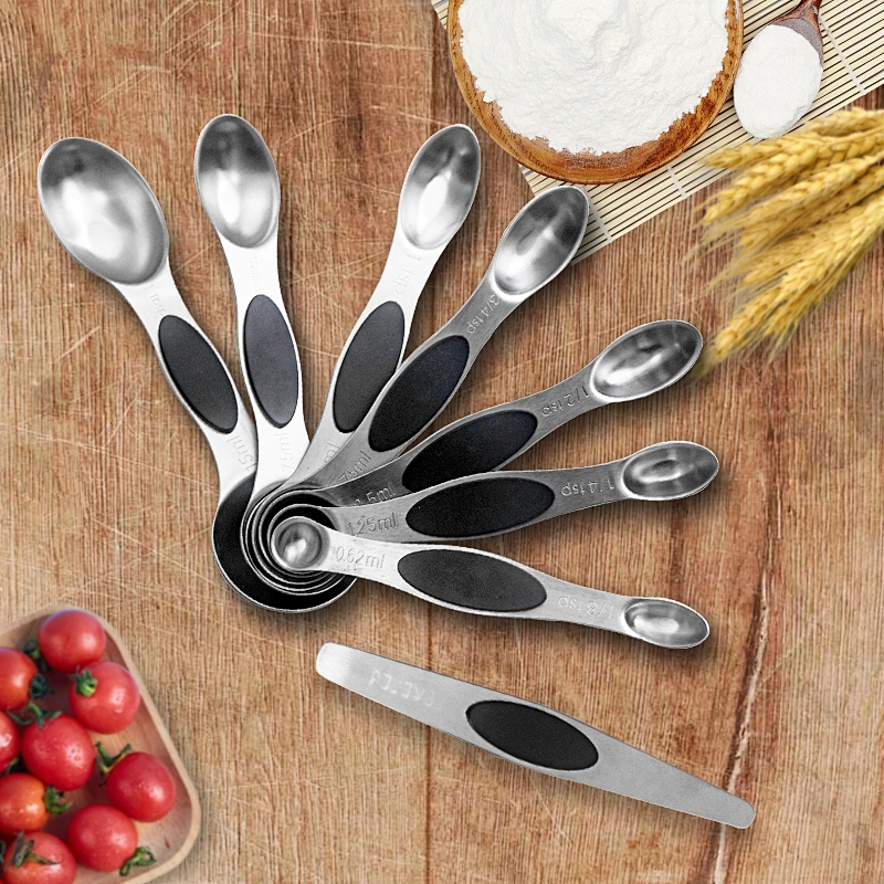 Magnetic Measuring Spoons Set of 8 Stainless Steel Tablespoon
