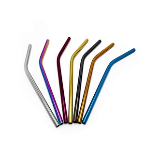 Reusable 6 pcs stainless steel 8mm drinking straw with 2 pcs brusher set