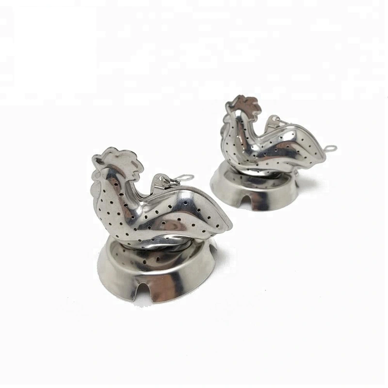 Hot selling stainless steel rooster shape tea infuser with chain