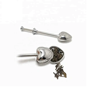 Hot selling stainless steel heart shape tea infuser with pushing handle
