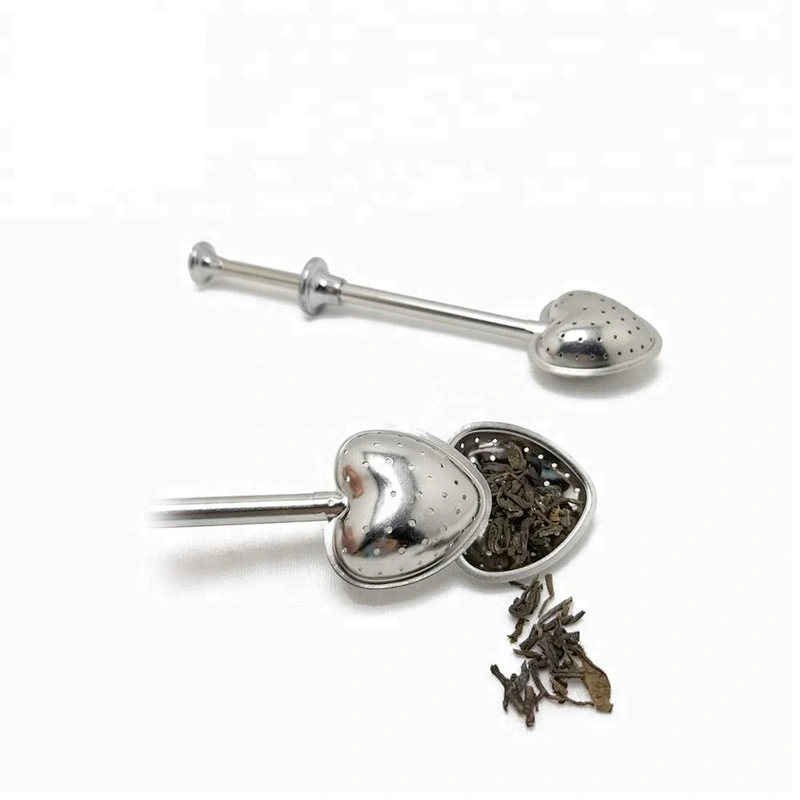 Hot selling stainless steel heart shape tea infuser with pushing handle