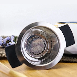 High quality stainless steel tea strainer basket shape tea infuser tea maker with TPR handle