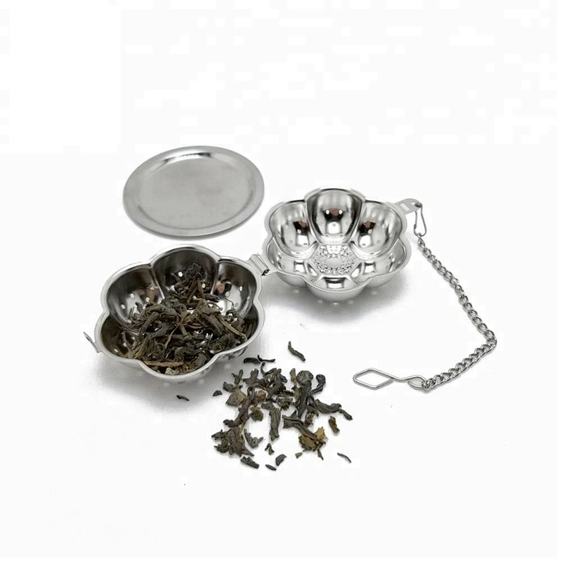 Novelty stainless steel flower shape tea infuser with chain