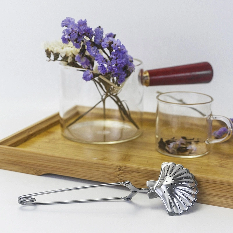High quality stainless steel shell shape tea infuser with handle