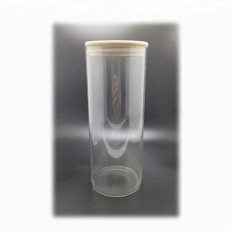 Handmade high borosilicate heat resistant glass jar with bamboo lid