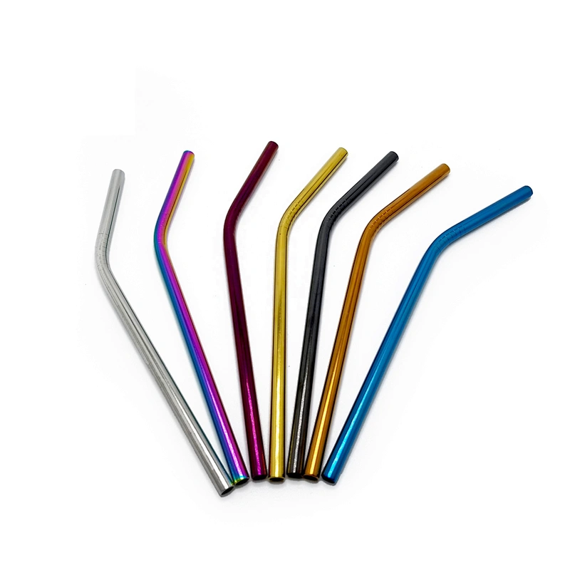 High quality reusable 4 pcs stainless steel 8mm metal drinking straw with 1 pcs brusher set