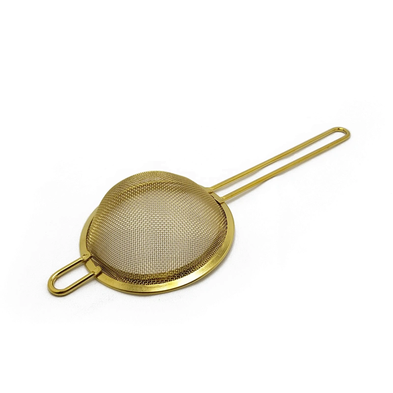 Stainless steel titanium gold plating mesh half ball shape tea infuser with chain