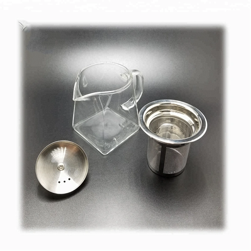 Hot selling high borosilicate heat resistant square bottom glass  teapot with infuser