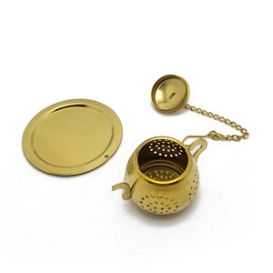 Stainless steel titanium gold plating teapot tea infuser tea ball with chain