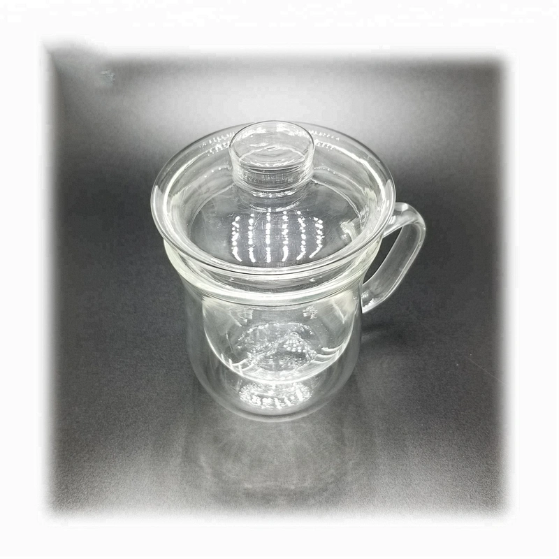 350 ML hot selling high borosilicate heat resistant glass tea cup mug with glass infuser and cover