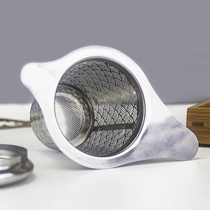 Newly stainless steel wave pattern tea strainer basket shape tea infuser with handle