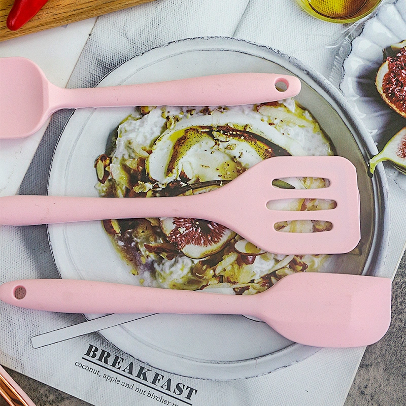 5 pcs Mini kids pink Slicone Kitchen Cooking Utensils children Kitchen Utensils Accessories baking set with rose gold handle