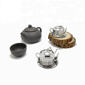 Promotional food grade stainless steel teapot shape tea infuser with chain