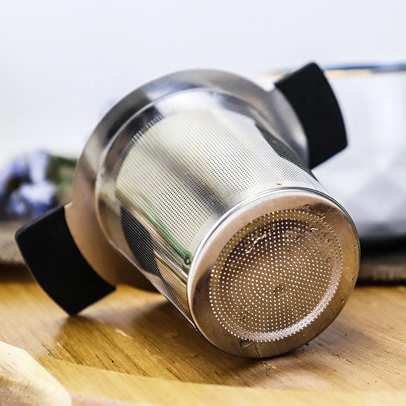 High quality stainless steel tea strainer basket shape tea infuser tea maker with TPR handle