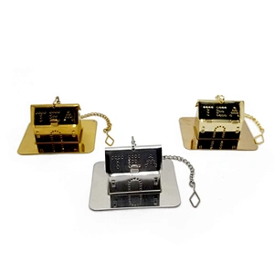 Stainless steel titanium gold plating mini house shape tea infuser with chain