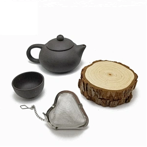 Novelty stainless steel mesh heart shape tea infuser with chain