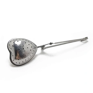 Hot selling stainless steel heart shape tea infuser with clamping handle