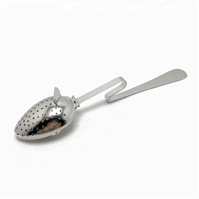 Stainless steel leaf shape tea infuser strainer with crooked handle