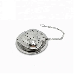 High quality stainless steel heart shape tea infuser with chain