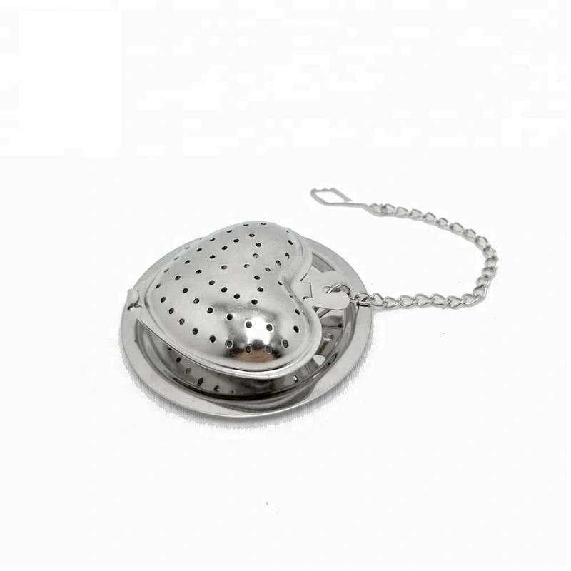 High quality stainless steel heart shape tea infuser with chain