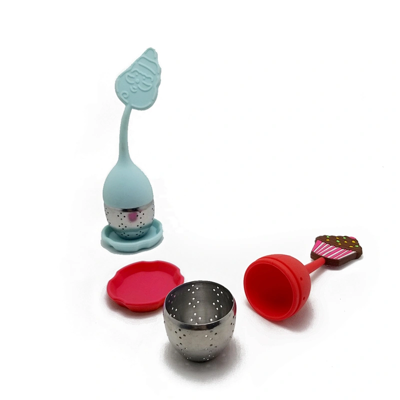 Silicone stainless steel ice cream shape tea infuser strainer
