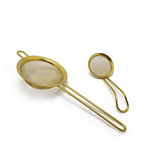 Stainless steel titanium gold plating mesh half ball shape tea infuser with chain