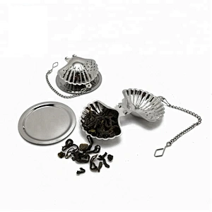 High quality stainless steel shell shape tea infuser with chain