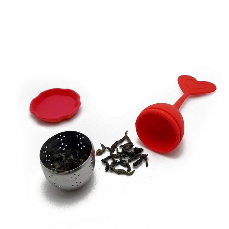 Food grade heart shape stainless steel silicone tea infuser