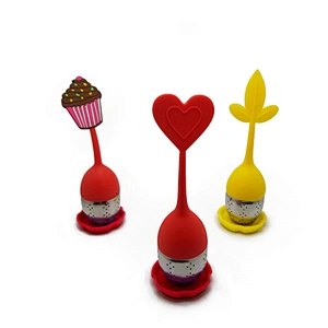 Food grade heart shape stainless steel silicone tea infuser