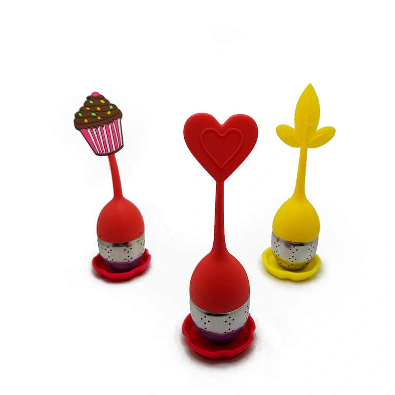 Food grade heart shape stainless steel silicone tea infuser