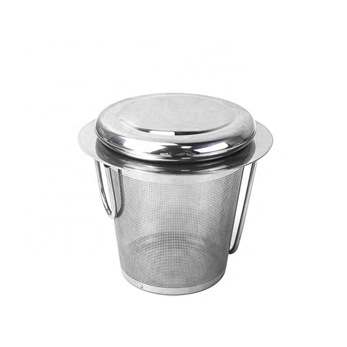 304 stainless steel fine mesh basket shape tea infuser tea strainer with double folding handle for tea pot