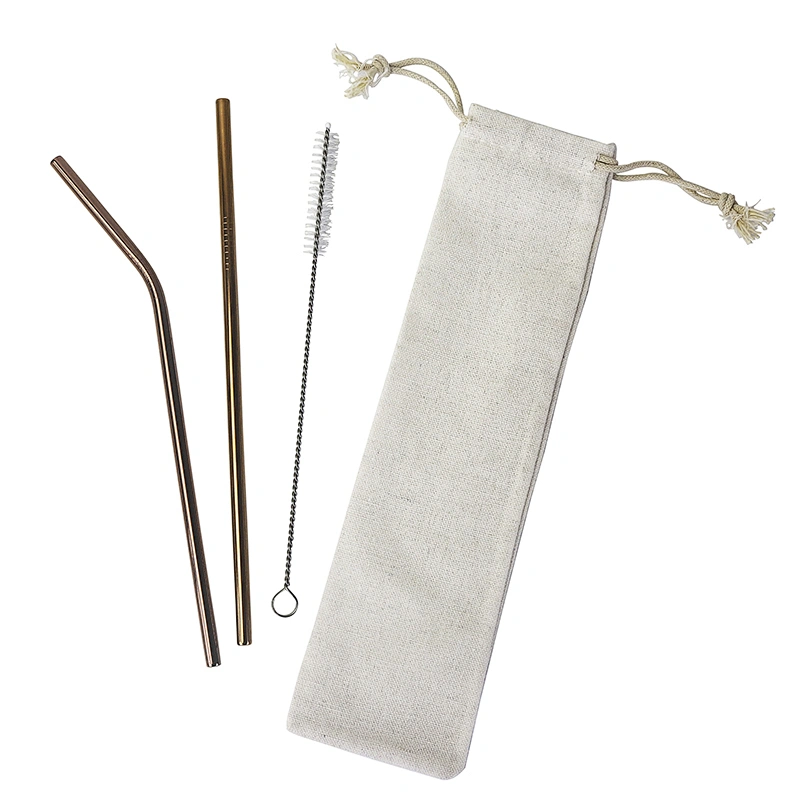 China supply 3 pieces stainless steel drinking straws smoothie straws steel straw set