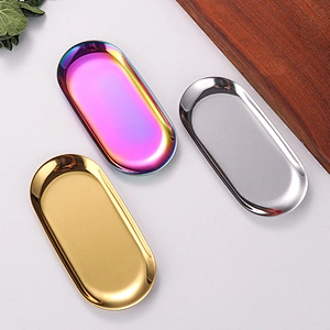 Wholesale High Quality Metal Stainless Steel Serving Dish Copper Wedding Dinner Oval heart circle Plate