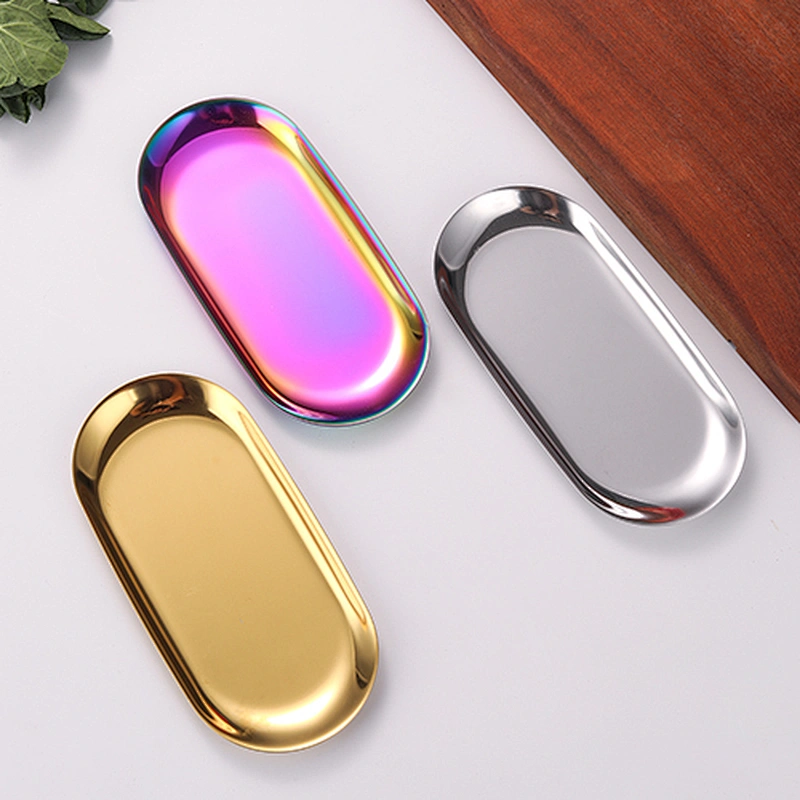 Wholesale High Quality Metal Stainless Steel Serving Dish Copper Wedding Dinner Oval heart circle Plate