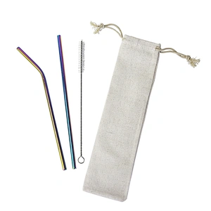 China supply 3 pieces stainless steel drinking straws smoothie straws steel straw set