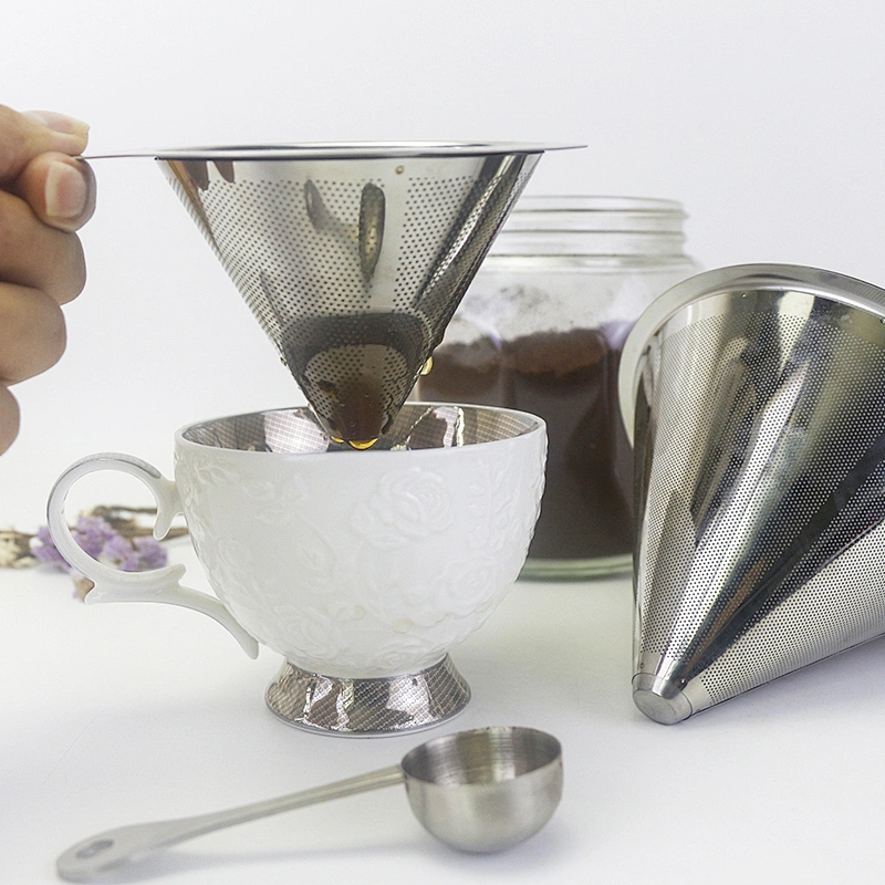 Stainless steel Coffee stainer cone drip Reusable Pour Over Coffee Dripper filter