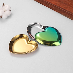 Wholesale High Quality Metal Stainless Steel Serving Dish Copper Wedding Dinner Oval heart circle Plate
