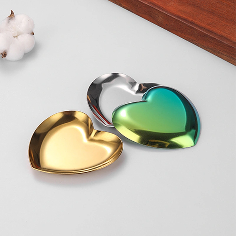 Wholesale High Quality Metal Stainless Steel Serving Dish Copper Wedding Dinner Oval heart circle Plate