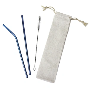China supply 3 pieces stainless steel drinking straws smoothie straws steel straw set
