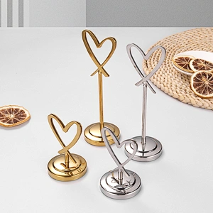 Heart shape colorful menu holder name card stand with clip