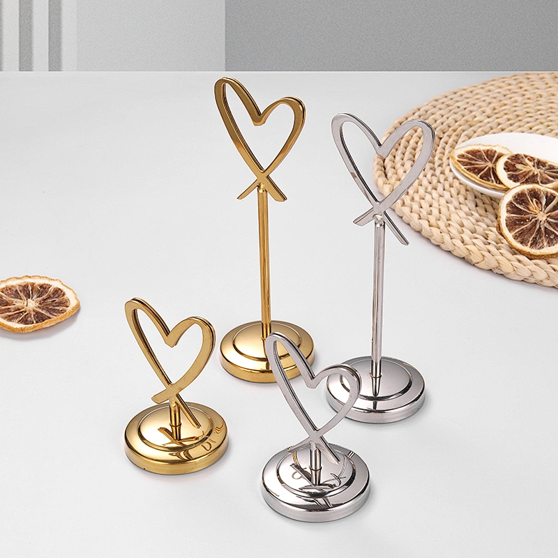 Heart shape colorful menu holder name card stand with clip
