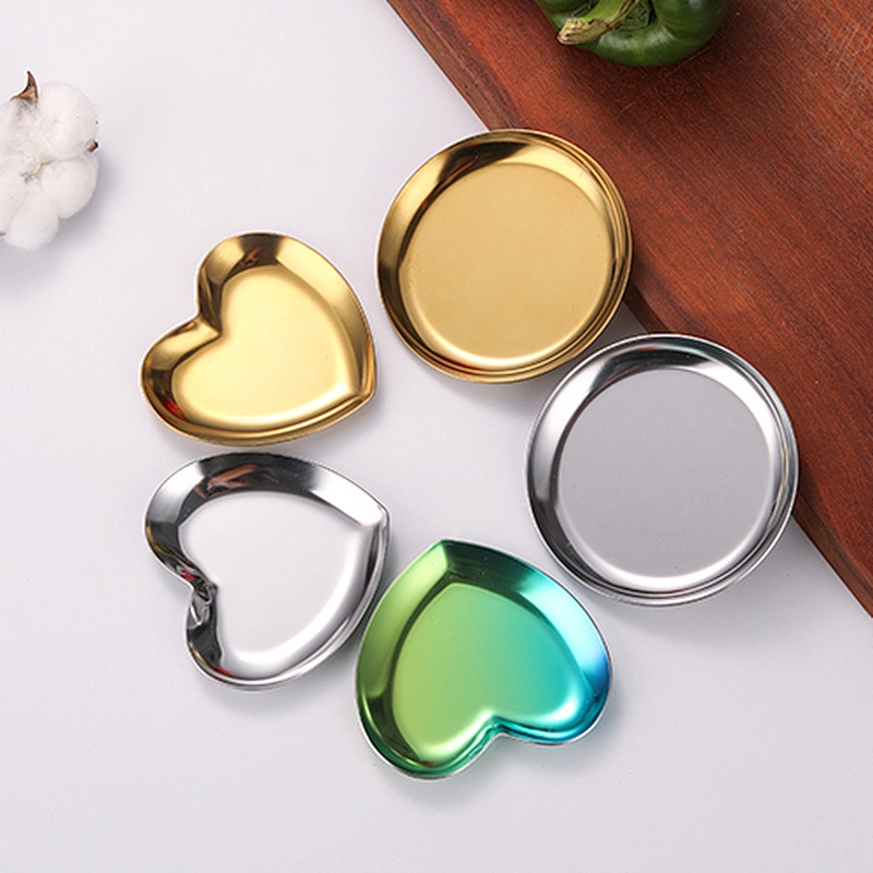 Wholesale High Quality Metal Stainless Steel Serving Dish Copper Wedding Dinner Oval heart circle Plate