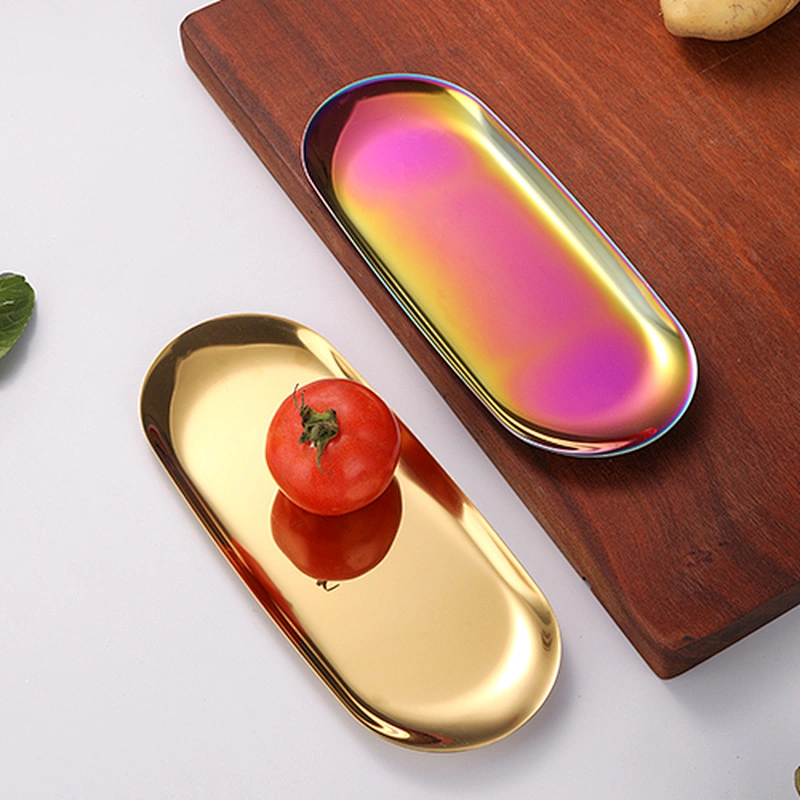 Wholesale High Quality Metal Stainless Steel Serving Dish Copper Wedding Dinner Oval heart circle Plate