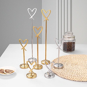 Heart shape colorful menu holder name card stand with clip