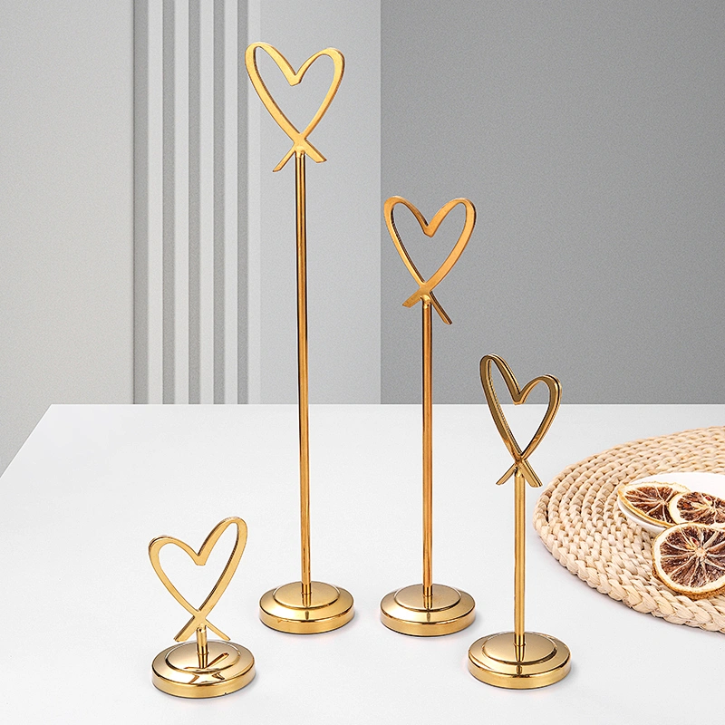 Heart shape colorful menu holder name card stand with clip