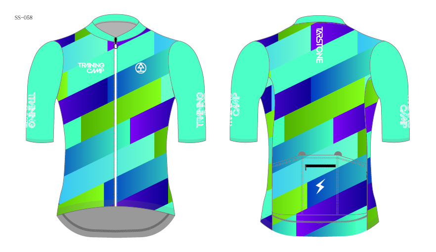 bright cyan cycling jersey template