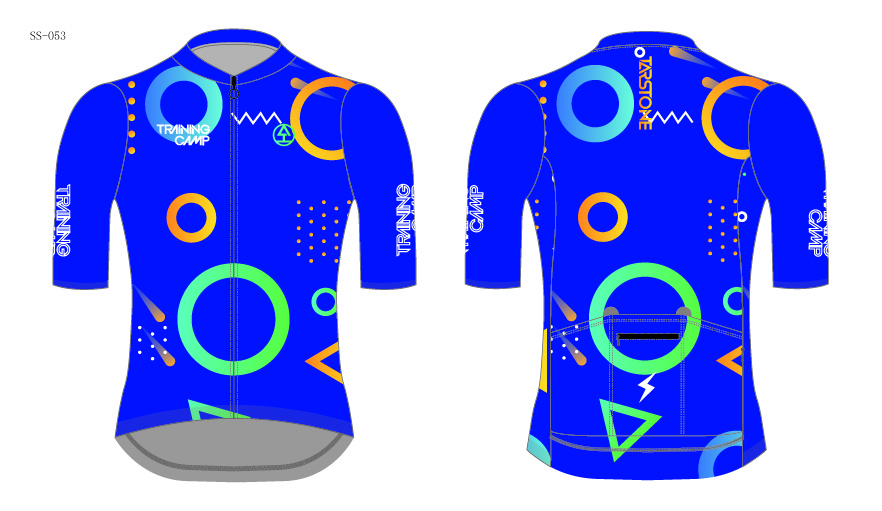 blue geometric pattern cycling jersey template